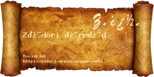 Zádori Árpád névjegykártya